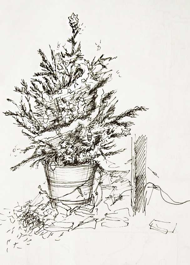 <q>Christmas during a move</q>, fineliner